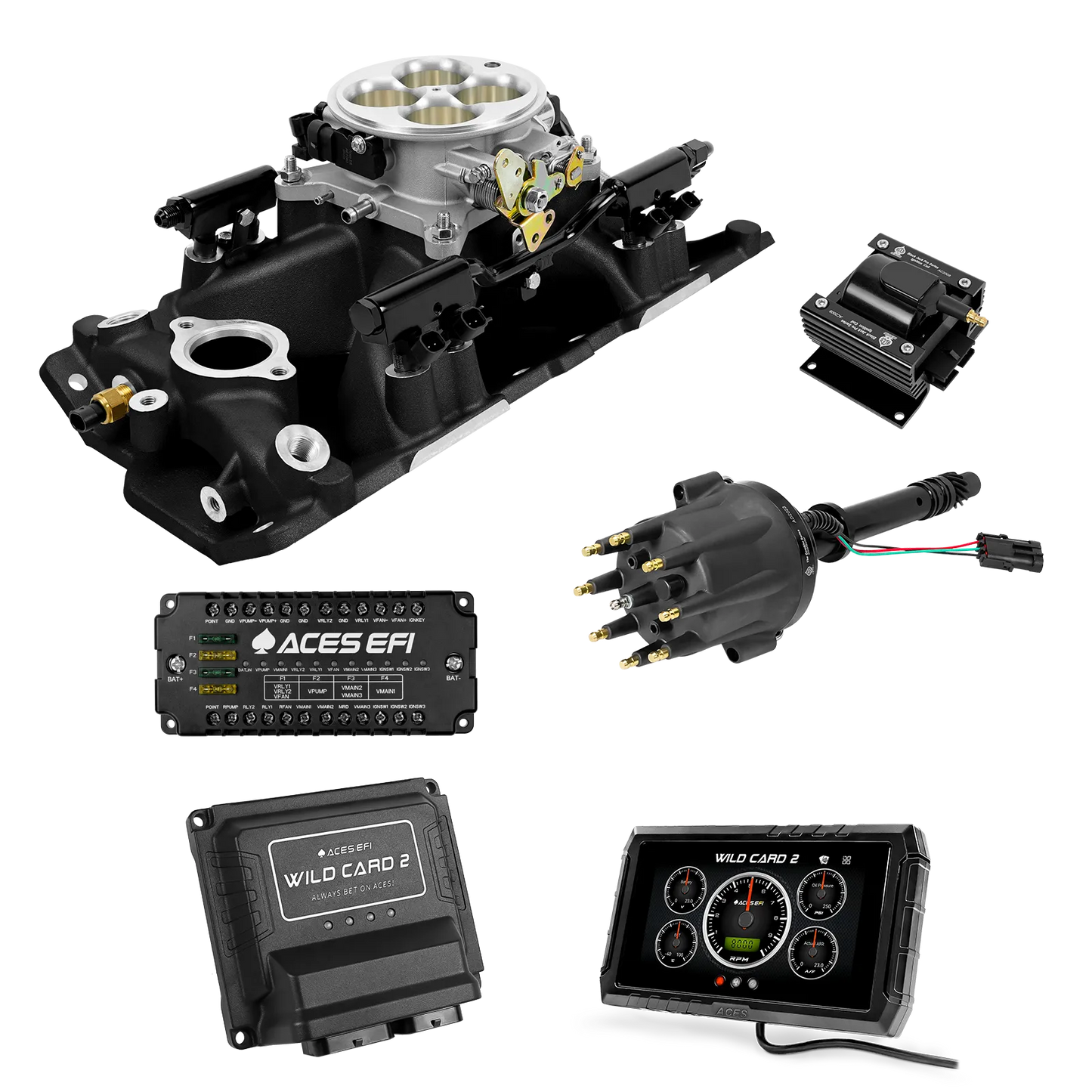 SBC Single Plane 4BBL Multi-Port Fuel Injection Package w/Aces Wildcard 2 ECU
