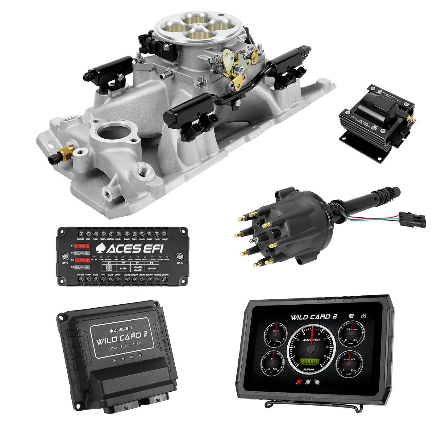 SBC Single Plane 4BBL Multi-Port Fuel Injection Package w/Aces Wildcard 2 ECU