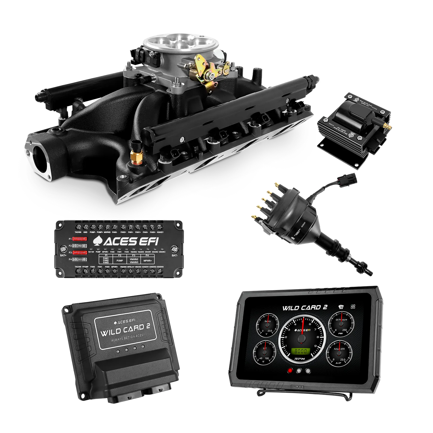 SBF 351W Single Plane 4BBL Multi-Port Fuel Injection Package w/Aces Wildcard 2 ECU